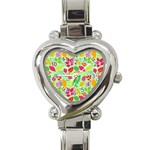 Flower Flora Floral Nature Pattern Seamless Heart Italian Charm Watch