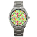 Flower Flora Floral Nature Pattern Seamless Sport Metal Watch