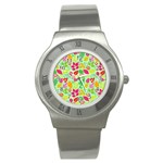 Flower Flora Floral Nature Pattern Seamless Stainless Steel Watch