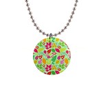 Flower Flora Floral Nature Pattern Seamless 1  Button Necklace