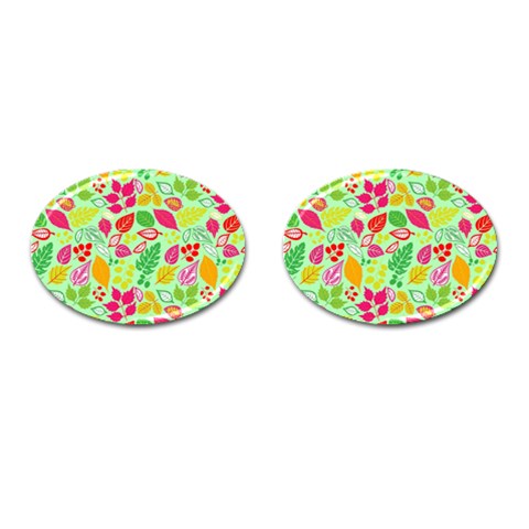 Flower Flora Floral Nature Pattern Seamless Cufflinks (Oval) from ArtsNow.com Front(Pair)