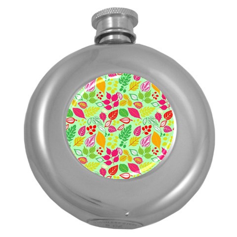 Flower Flora Floral Nature Pattern Seamless Round Hip Flask (5 oz) from ArtsNow.com Front