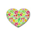 Flower Flora Floral Nature Pattern Seamless Rubber Coaster (Heart)