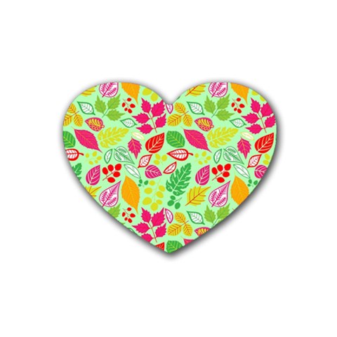 Flower Flora Floral Nature Pattern Seamless Rubber Heart Coaster (4 pack) from ArtsNow.com Front