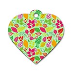 Flower Flora Floral Nature Pattern Seamless Dog Tag Heart (One Side)