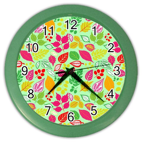 Flower Flora Floral Nature Pattern Seamless Color Wall Clock from ArtsNow.com Front