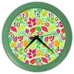 Flower Flora Floral Nature Pattern Seamless Color Wall Clock