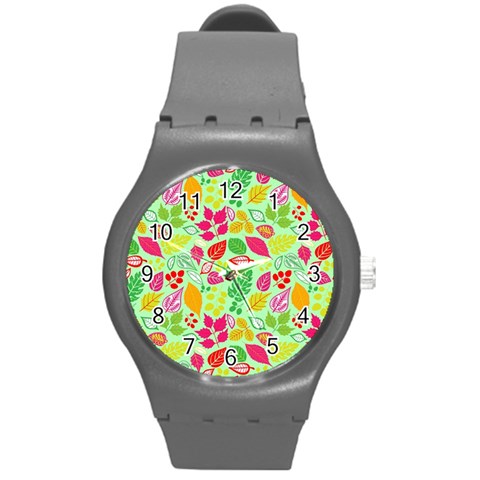 Flower Flora Floral Nature Pattern Seamless Round Plastic Sport Watch (M) from ArtsNow.com Front