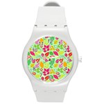 Flower Flora Floral Nature Pattern Seamless Round Plastic Sport Watch (M)