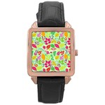 Flower Flora Floral Nature Pattern Seamless Rose Gold Leather Watch 