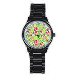 Flower Flora Floral Nature Pattern Seamless Stainless Steel Round Watch