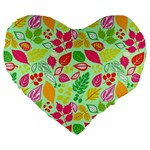 Flower Flora Floral Nature Pattern Seamless Large 19  Premium Flano Heart Shape Cushions