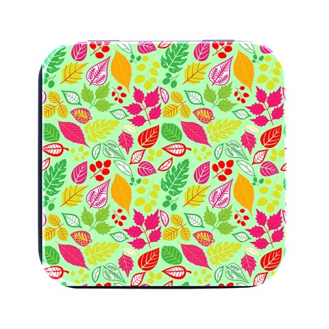 Flower Flora Floral Nature Pattern Seamless Square Metal Box (Black) from ArtsNow.com Front