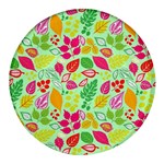 Flower Flora Floral Nature Pattern Seamless Round Glass Fridge Magnet (4 pack)