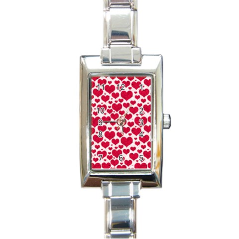 Hearts Valentine Pattern Seamless Rectangle Italian Charm Watch from ArtsNow.com Front