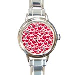 Hearts Valentine Pattern Seamless Round Italian Charm Watch