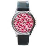 Hearts Valentine Pattern Seamless Round Metal Watch