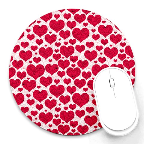 Hearts Valentine Pattern Seamless Round Mousepad from ArtsNow.com Front