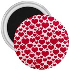 Hearts Valentine Pattern Seamless 3  Magnets