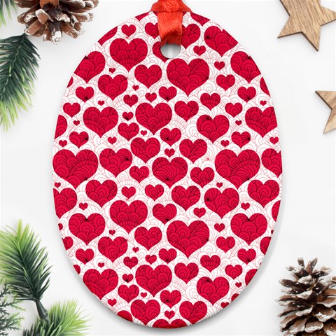 Hearts Valentine Pattern Seamless Ornament (Oval) from ArtsNow.com Front