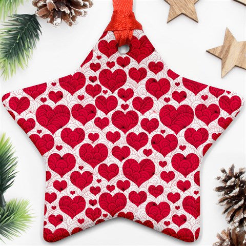 Hearts Valentine Pattern Seamless Ornament (Star) from ArtsNow.com Front