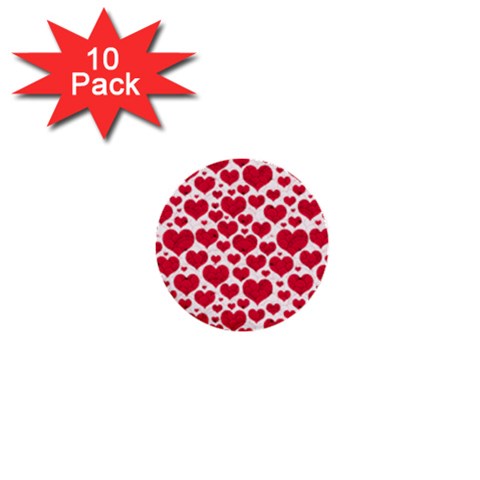 Hearts Valentine Pattern Seamless 1  Mini Buttons (10 pack)  from ArtsNow.com Front