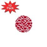 Hearts Valentine Pattern Seamless 1  Mini Buttons (10 pack) 