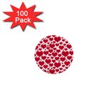 Hearts Valentine Pattern Seamless 1  Mini Buttons (100 pack) 