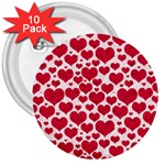 Hearts Valentine Pattern Seamless 3  Buttons (10 pack) 