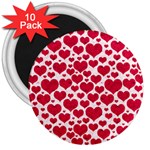 Hearts Valentine Pattern Seamless 3  Magnets (10 pack) 