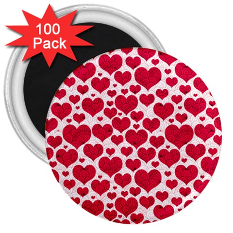 Hearts Valentine Pattern Seamless 3  Magnets (100 pack) from ArtsNow.com Front