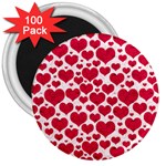 Hearts Valentine Pattern Seamless 3  Magnets (100 pack)