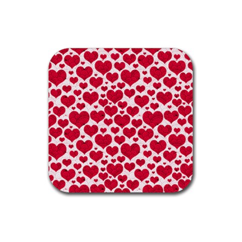 Hearts Valentine Pattern Seamless Rubber Coaster (Square) from ArtsNow.com Front