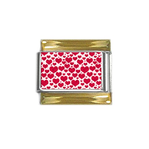 Hearts Valentine Pattern Seamless Gold Trim Italian Charm (9mm) from ArtsNow.com Front