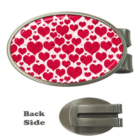 Hearts Valentine Pattern Seamless Money Clips (Oval)  from ArtsNow.com Front