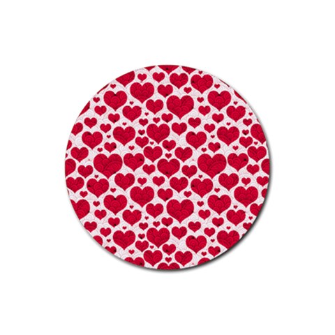 Hearts Valentine Pattern Seamless Rubber Coaster (Round) from ArtsNow.com Front