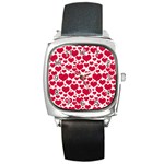 Hearts Valentine Pattern Seamless Square Metal Watch