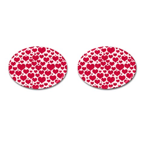 Hearts Valentine Pattern Seamless Cufflinks (Oval) from ArtsNow.com Front(Pair)