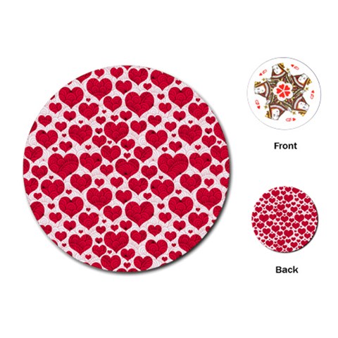 Hearts Valentine Pattern Seamless Playing Cards Single Design (Round) from ArtsNow.com Front