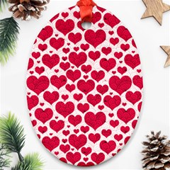 Hearts Valentine Pattern Seamless Oval Ornament (Two Sides) from ArtsNow.com Back