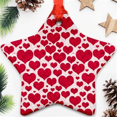 Hearts Valentine Pattern Seamless Star Ornament (Two Sides) from ArtsNow.com Front