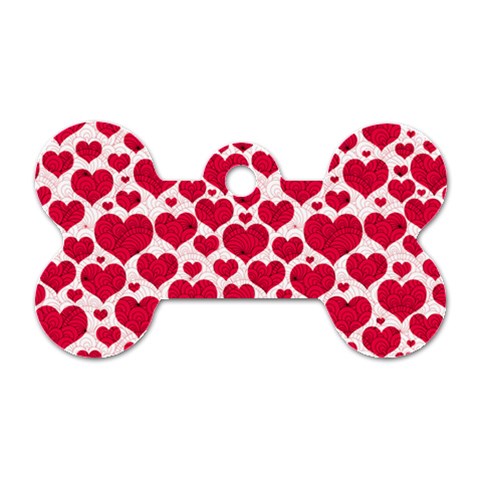 Hearts Valentine Pattern Seamless Dog Tag Bone (Two Sides) from ArtsNow.com Front