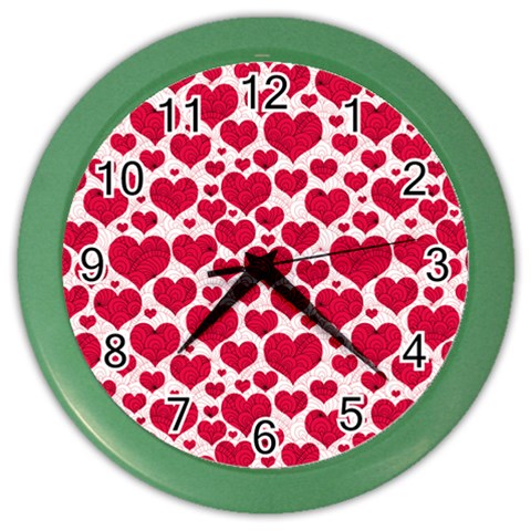 Hearts Valentine Pattern Seamless Color Wall Clock from ArtsNow.com Front