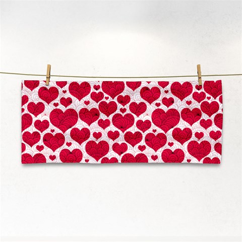 Hearts Valentine Pattern Seamless Hand Towel from ArtsNow.com Front