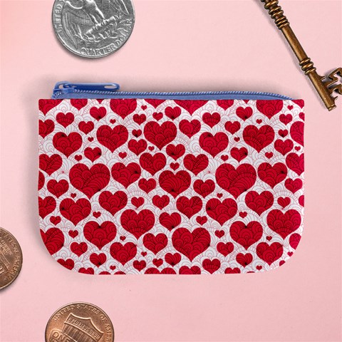 Hearts Valentine Pattern Seamless Mini Coin Purse from ArtsNow.com Front