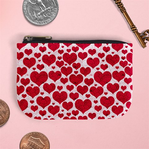 Hearts Valentine Pattern Seamless Mini Coin Purse from ArtsNow.com Front