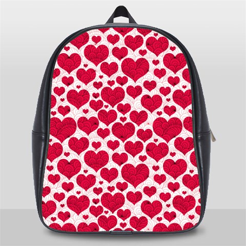 Hearts Valentine Pattern Seamless School Bag (Large) from ArtsNow.com Front