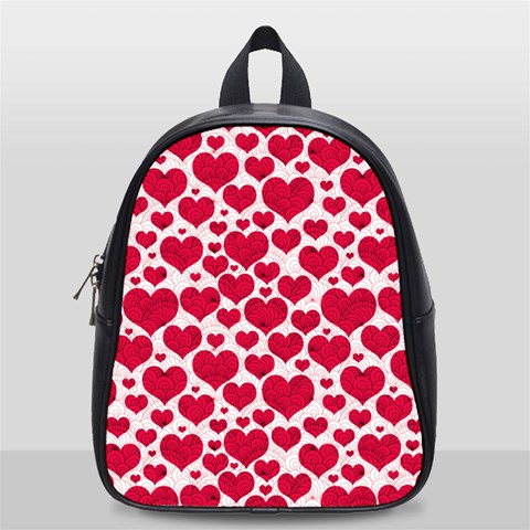 Hearts Valentine Pattern Seamless School Bag (Small) from ArtsNow.com Front