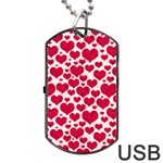 Hearts Valentine Pattern Seamless Dog Tag USB Flash (One Side)