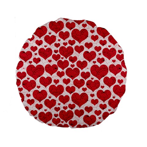 Hearts Valentine Pattern Seamless Standard 15  Premium Round Cushions from ArtsNow.com Front